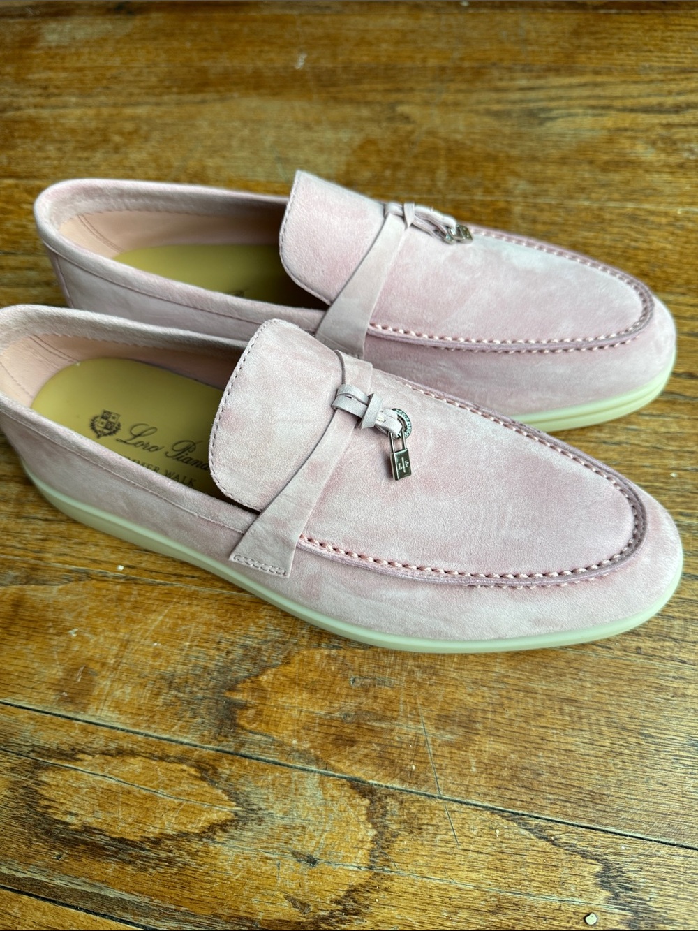 Loro Piana Pink Suede Bit-Detail Men's Loafers - Picture 2 of 6